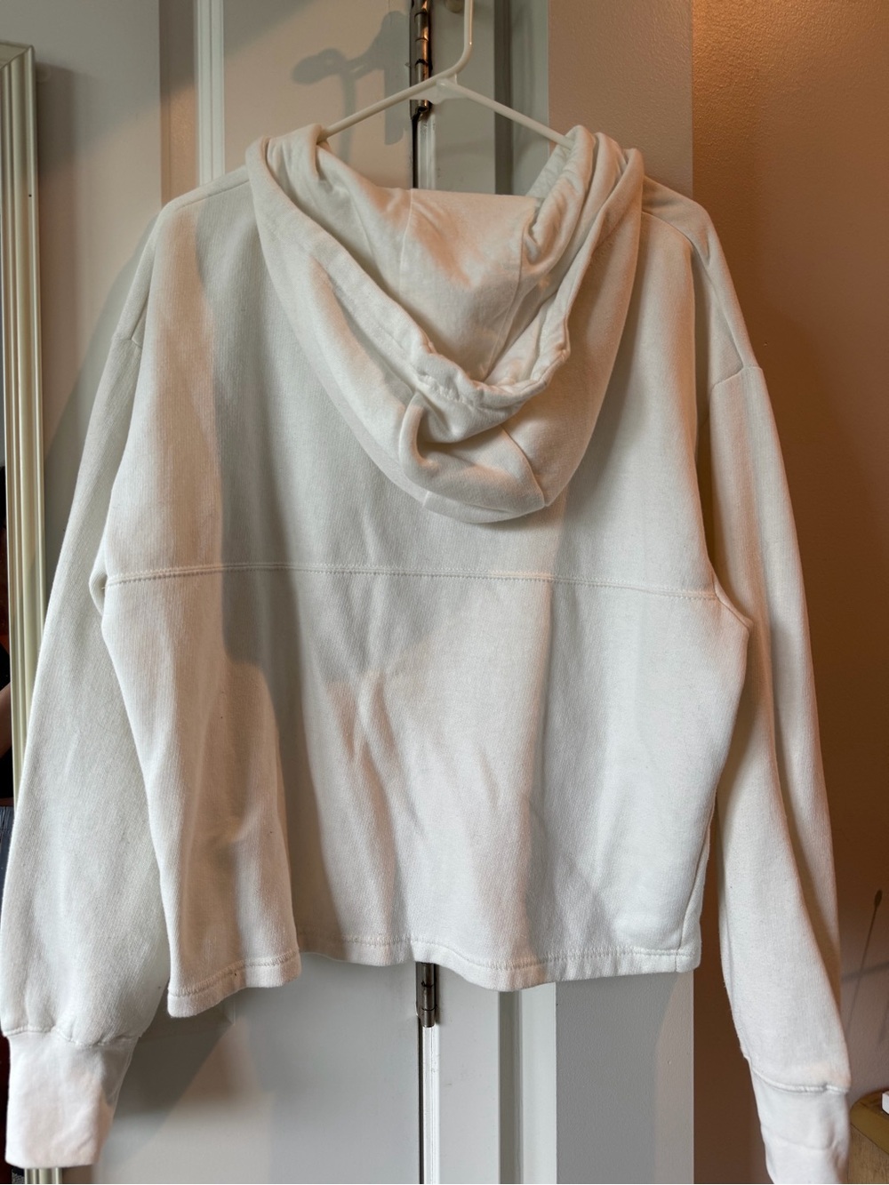 White Quarter-Zip Hoodie with Navy Michigan Embroidery - Picture 2 of 4